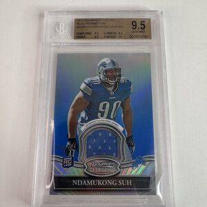 NDAMUKONG SUH BGS 9.5 2010 BOWMAN STERLING BLUE REFRACTOR JERSEY LIONS 99/99 RC